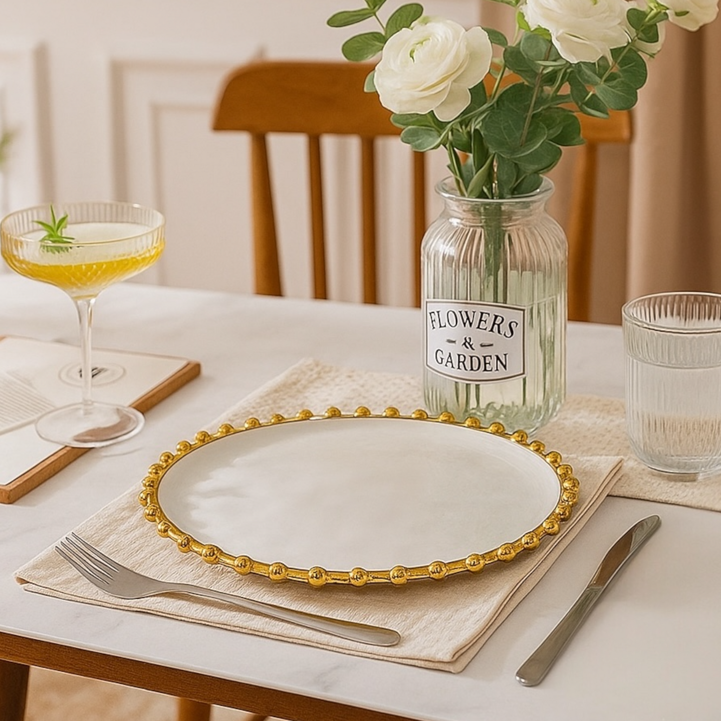 Bubbly Tallriksset - 18 Delar Med Elegant Guldkant