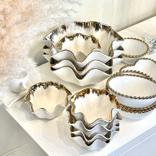 Emmy Skål – Vågig Guldkant 14 / 25 cm