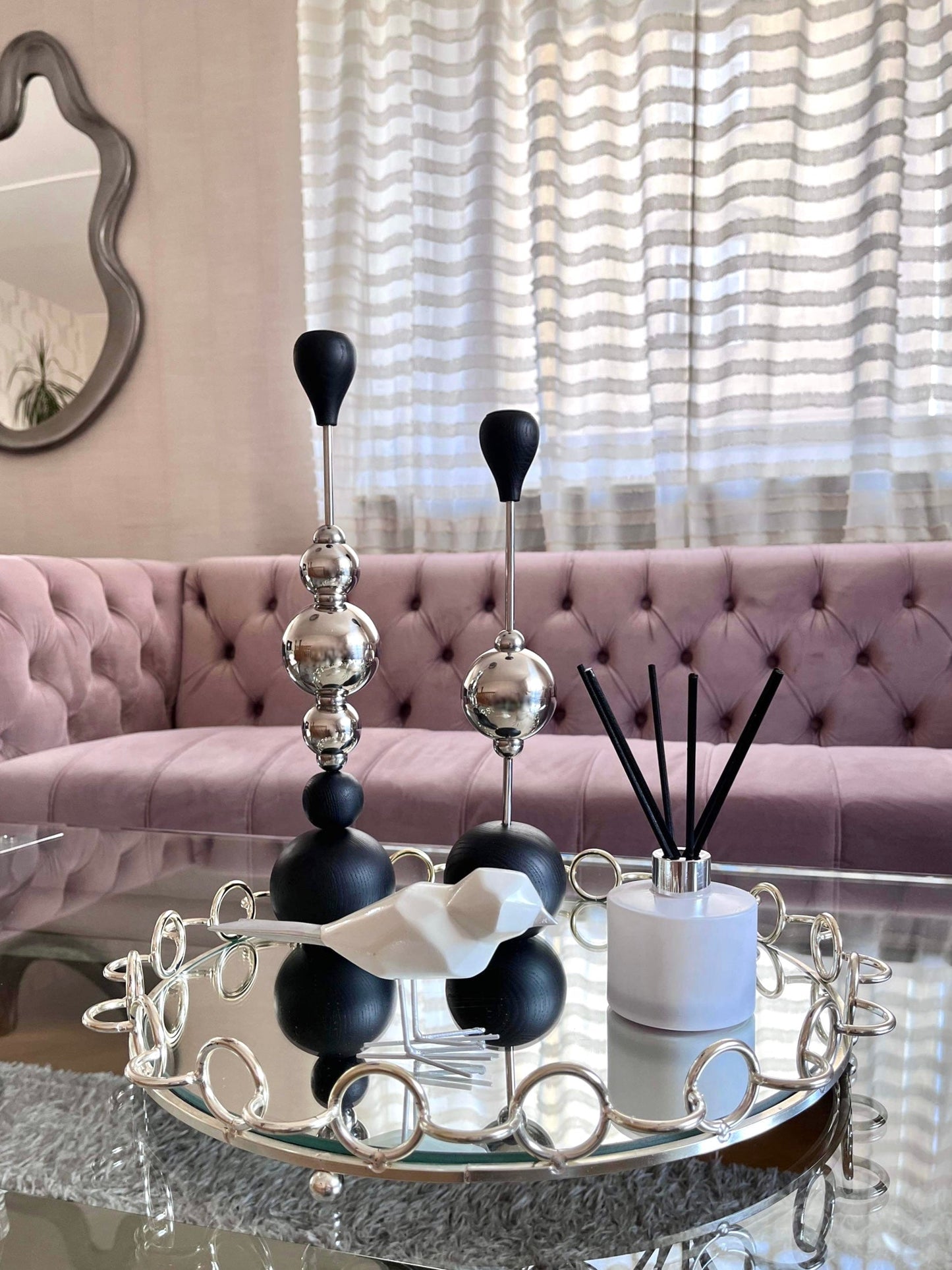 Bubbel Ljusstake Silver