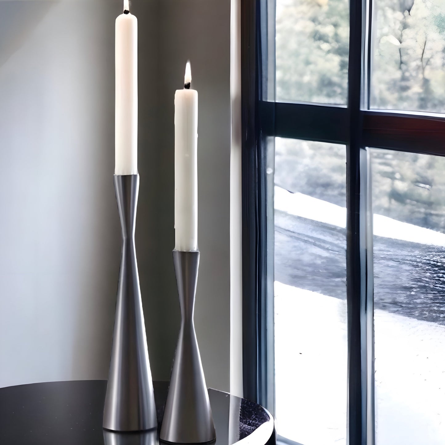 Konisk Ljusstake Mörksilver